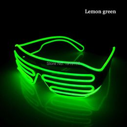 Costume Accessories Ten Colours option el glasses El Wire Fashion Neon LED Light Up Shutter Shaped Glasses Rave Costume Party By 3V Steady