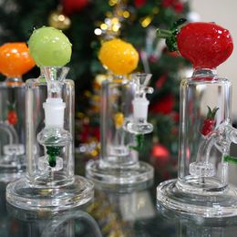 7 Inch Fruit Heady Glass Bongs Unique Bong Straight Type Hookahs Pineapple Shape Oil Dab Rigs 14mm Female Joint Showerhead Perc Water Pipes With Bowl