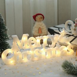 Merry Christmas Letter Light Sign Christmas Decorations LED Lantern Xmas Garland Hanging Lights JJF11140