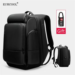 EURCOOL 17 Inch Laptop Backpack For Men Water Repellent Functional with USB Charging Port Backpacks Male Mochila 220224
