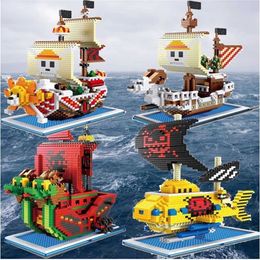 ZMS Anime Cartoon One piece Pirates Ship Movie Cartoon Mini Diamond Building Blocks Action Figure Model Brick Education Kids Toy Q0723