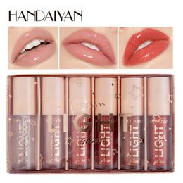 HANDAIYAN Lip Gloss Set 6Pcs/Box High Shine Makeup Wet Diamond Shimmer Lipgloss Tint Waterproof Liquid Lipstick Moisturiser Cosmetics Kit