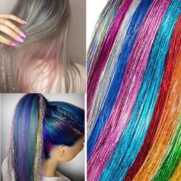 Colorful Metallic Glitter Tinsel Laser Fibre Hair Wig Hairs Extension Accessories Cosplay Wigs party event Festive Supplies WH0526