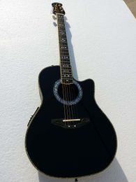 6 strings Ovation acoustic Guitar handmade acoustic-electric-guitar ebony fretboard with F-5T preamp pickup eq professional folk guitare