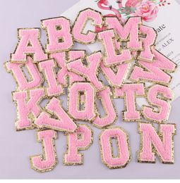 1piece Sewing Notions Pink Towel Patches Sew Iron On Alphabet Letter For Cloth Embroidery Appliques Clothing Garment Accessories Badges