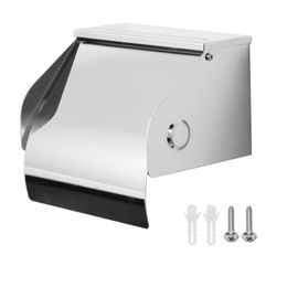Toilet Paper Holders With Cover Chrome Tissue Roll Dispenser Wall Holder Stainless Steel Bathroom Storage Mounted Dust-Proof
