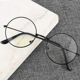 Vintage Round Metal Frame Personality College Style Clear Lens Eye Glasses Frames blue-light eye protection mobile phone game Y0831