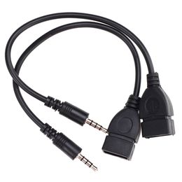 3.5mm Male Audio AUX Jack to USB 2.0 Type A Female OTG Connector Converter Adapter Cable Wire Cord for Car MP3