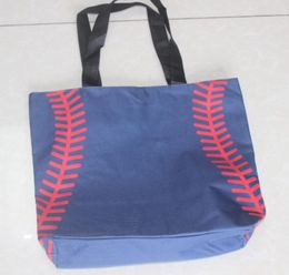 baseball stitching bags 16.5*12.6*3.5inch bag mesh handle Shoulder Bag,Sports Prints Utility Tote HandBag Canvas Sport Travel Beach for Women