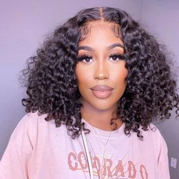 Short Curly Bob Wigs With Baby Hair 13x4 Lace Frontal Human Hair Wig Pixie Cut Afro Kinky Curlys Humans Hairs 180%