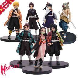 16cm Kimetsu no Yaiba Figure Tanjirou Nezuko Inosuke figurine Anime Demon Slayer Action Figure Demon blade figures Model toys X0522