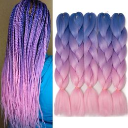 marley braid hair kanekalon Blue Purple Pink har braids jumbo ombre synthetic braiding yaki straight braidED haRI extensions for box