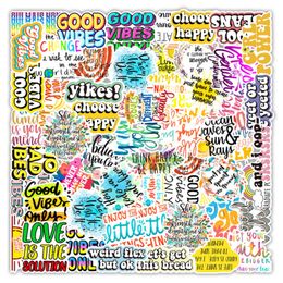 50pcs Wholesale Colourful Inspirational English Words Stickers For Water Bottle Luggage Skateboard Guitar Laptop Car Decal Kids Gifts Toys