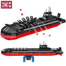GULO Military Toy Bricks Ship Army Nuclear Submarine Blocks Building Set Warship Weapon Soliders Gift for Boy Kid 865PCS 220715