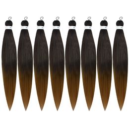 Lans Ombre Pre Stretched Braiding Hair 26'' Silky Color Blend Braid Hair Extensions, Synthetic Crochet Hair Braids, Yaki Texture
