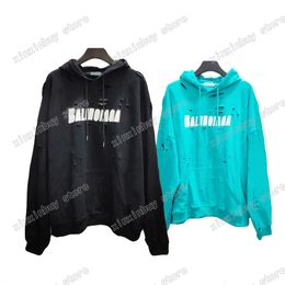 xinxinbuy Men designer Sweatshirts Hoodies DESTROYED Letter print Paris women green black oversize S-2XL