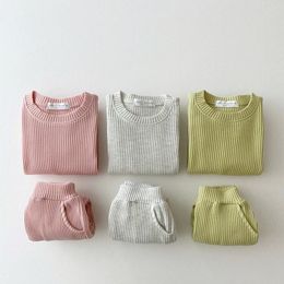 Clothing Sets Korean Baby Girl Boy Sweaters Suit Autumn Winter Children Knitted Pullover Warm Sweatshirt Kid Casual ClothingClothing