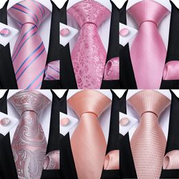 High Quality Pink Striped Paisley Mens Tie Set 8cm Business Wedding Party Accessories Men Necktie Hanky