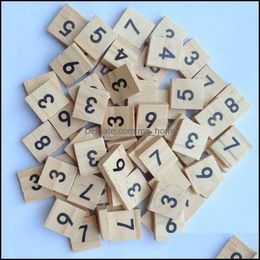 Puzzles Games Toys Gifts 100Pcs/Set Wooden Arabic Numerals Scrabble Tiles Black Digital Numeral For Crafts W Dhf8H