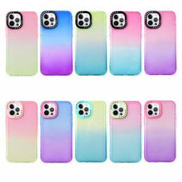 Gradient Rainbow Glossy Candy Color Soft TPU Cases Camera Protection For iPhone 13 12 11 Pro Max XR XS X 8 7 Plus SE2
