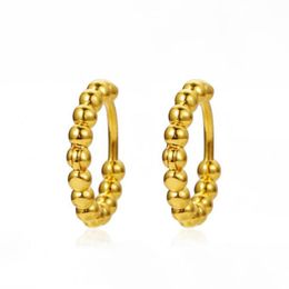 Hoop & Huggie Charm Geometric Hollow Circle Earrings For Women Vintage Gold Color Metal Bead Shaped Ear Rings Jewelry Gift