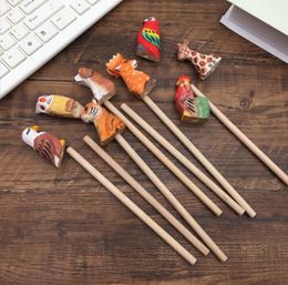 Wood Pencil Cartoon Animal Wooden Pencils Unique Party Favor Supplies Novelty Gifts for School Office Classroom Write Pen