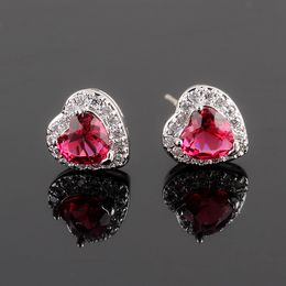 Charm Love AAA crystal Zircon Earrings Korean simple Earrings 925 silver needle girls' factory direct sales