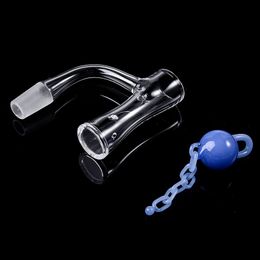 Thick 2mm Smoking Accessories With Unique Glass Marble Chains Cap Full Weld Bevelled Edge Bangers 10 14mm Male Joint 45 90 Degree Quartz Banger Nails Tobacco Tools