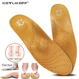 Insole For Shoes Leather Ortic Insoles Flat Feet High Arch Support Orthopedic Shoes Sole Fit In OX Leg Corrected Insert 220713