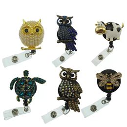 10pcs/lot Animal Owl Cow Bee Turtle Retractable Yoyo Badge Reel Holder For Doctor Medical Student Office Supplier
