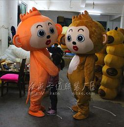 Naughty Orange and Brown Monkey Mascot Costume Fancy Mascotte Cartoon Appearl Halloween Birthday Outfit