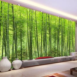 Nature Landscape Green Bamboo Forest Photo Mural Customised Size 3D Wallpaper For Wall Living Room TV Sofa Background Wall Decor