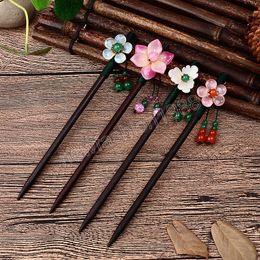 Vintage Wood Flower Hairpin For Women Antique Hair Stick For Girl Hair Clip Costume Chinese Hair Accessories