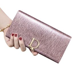 Wallets 100% Genuine Shiny Leather For Women Clutch Purse Long Female Mobile Phone Holder Zipper Wristlet HandbagWallets