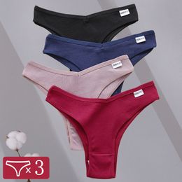 3Pcs/Set Women Brazil Panties Cotton Low Waist Briefs Female Soft Underwear Ladies 8 Solid Color Girls M-XL Intimates Lingerie 220511