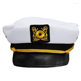 Vintage White Adjustable Skipper Sailors Navy Captain Boating Military Hat Cap Adult Party Fancy Dress Unisex Wide Brim Hats Delm22