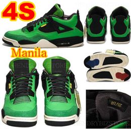 Exclusive Colourway 4S Manila Basketball Shoes 4 Capitals Official Flag Green Leathers Sneakers Ostrich Textures WHile Stingray Outsole Red Blue Yellow Trainers