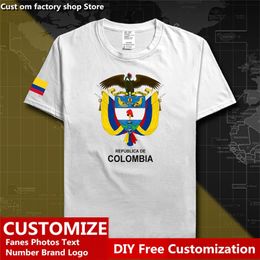 Colombia Country Flag T shirt DIY Custom Jersey Fans Name Number Cotton T shirts Men Women Loose Casual Sports T shirt 220616