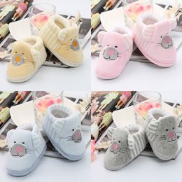 New Fashion Baby Toddler First Walker Shoes Lovely Cartoon Animal Design Coral Velvet Newborn Baby Shoes Prewalker Babe Infant Shoes EWV*1
