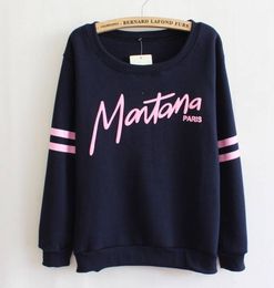 2014 New Fashion Design Hot Personality Letter Pattern O-Neck Long Sleeve Thick Section Fleece Hoodie Cheap Women's Hoodies W24