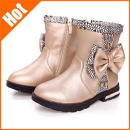 Dual 11 super deal new 2014 girl casual shoes girls boots high quality leather waterproof slip fashion girl snow boots M620