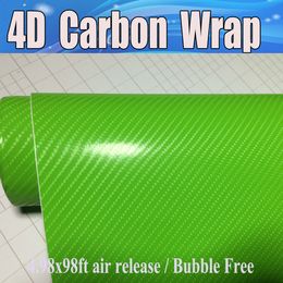 Apple Green 4D Carbon Fiber Vinyl Like realistic Carbon Fibre Film For Car Wrap With Air Bubble Free covering skin Size 1.52x30m 4.98x98ft