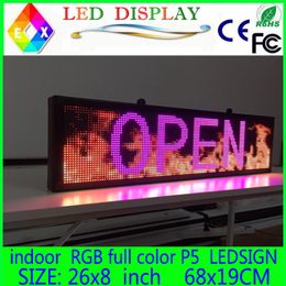 Free shipping 26"x 8" Programmable LED Scrolling Message Display Sign led panel Indoor Board P5 full color