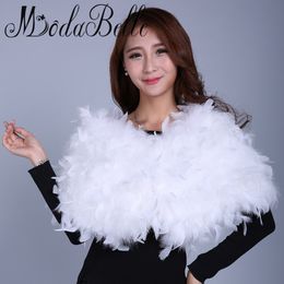 modabelle White Ostrich Feather Wraps Faux Fur Bolero Wedding Wedding Coat Bolero Mariage Evening Capes Formal Shrugs For Women