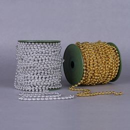 25Meter 1Spool 6mm Silver/Gold Plated Round Bead Chain Garland Wedding Party Christmas Decoration Craft DIY