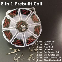 Demon Killer 8 In 1 Prebuilt Coil Box Kit Flat twisted Fused clapton Hive premade wrap wires Alien Mix twisted Tiger Quad