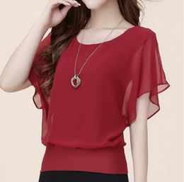 Women Slim Blusa Feminina 2016 Summer Casual Plus Size Ladies Tops Fashion Chiffon Blouse Bat Sleeve Shirt