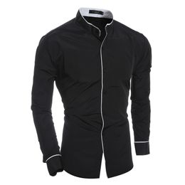 Wholesale- 2016 new designer shirts for men brand spring fashion long sleeve tuxedo shirt slim fit mens dress shirt size 2xl