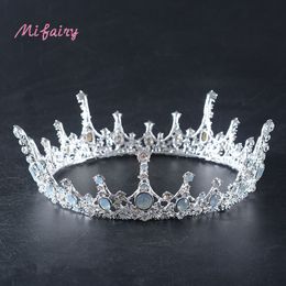Stunning Silver White Crystals Full Wedding Tiaras And Crowns Bridal Tiaras Accessories Vintage Baroque Bridal Tiaras Crowns H07