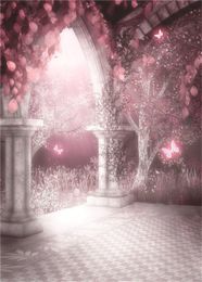 Vintage Garden Pavilion Fairy Tale Photography Backdrops Red Leaves Butterflies Children Kids outdoor Background Scenic Photo Shoot Backdrop